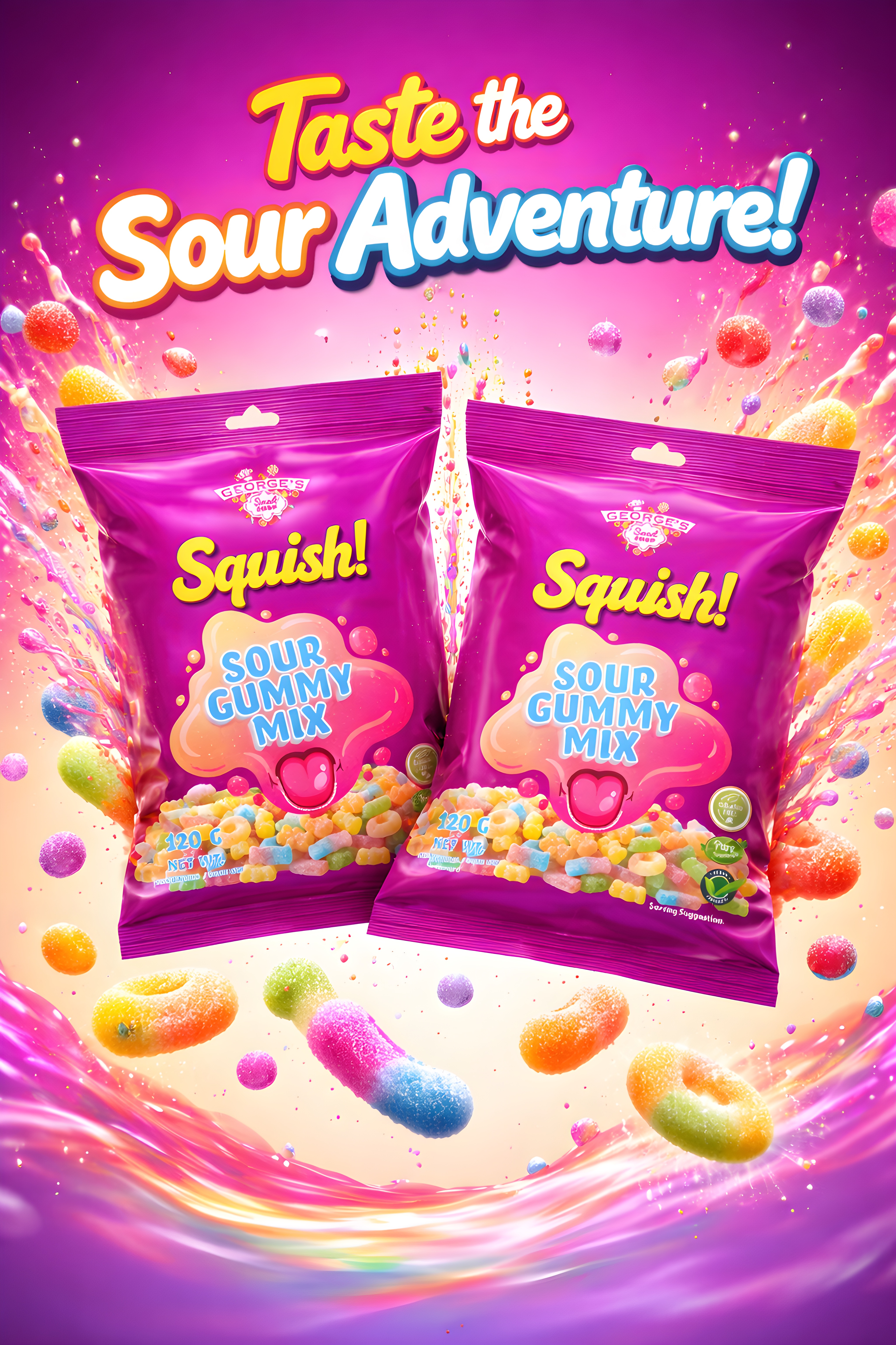 Squish! 120g Mixed 120g Sour Gummy Mix