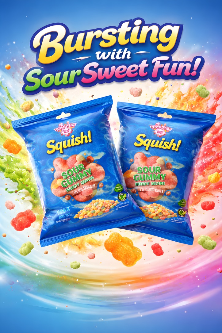 Squish! 120g Teddy Bears 120g Sour Teddy Bear Gummy's