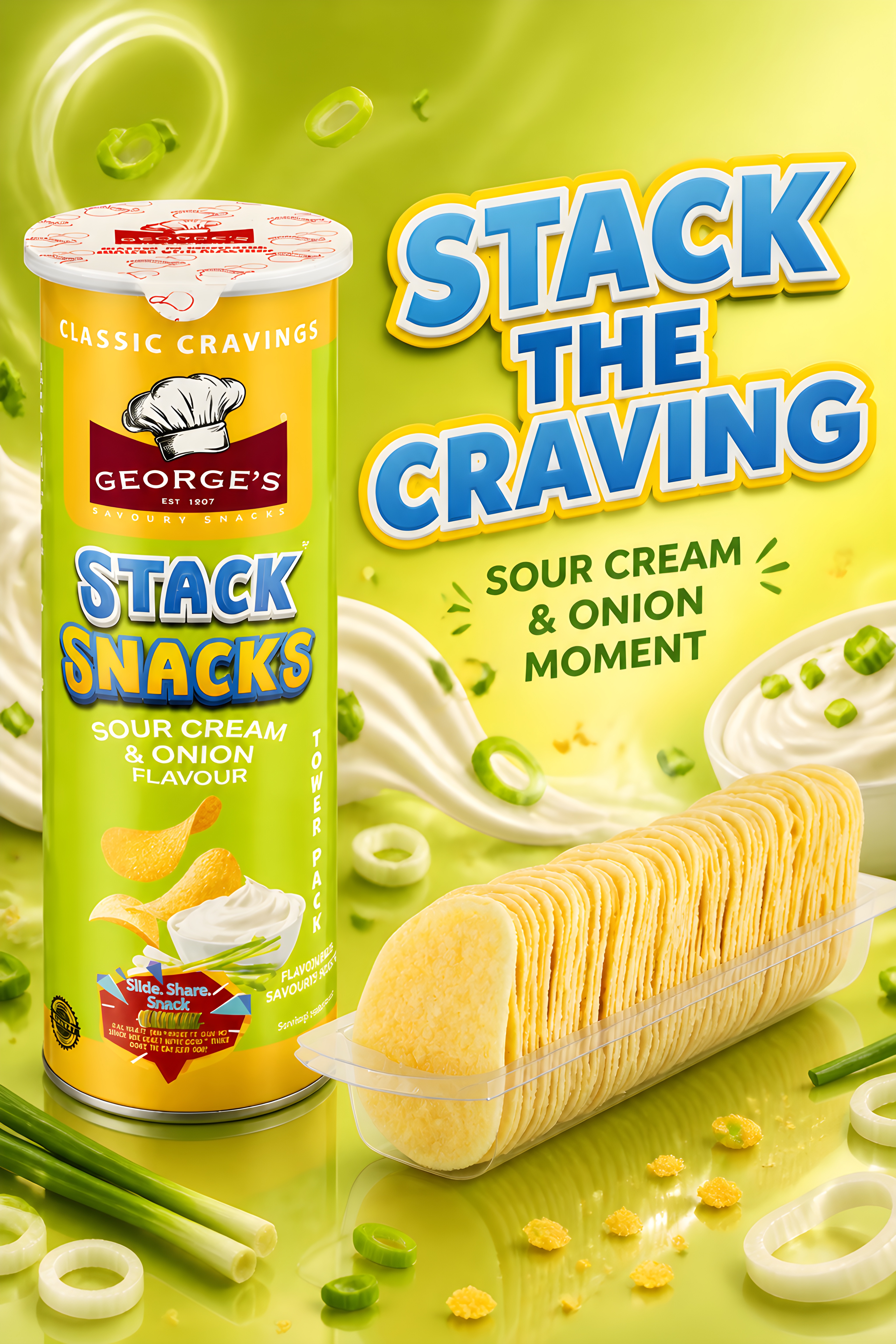 Stack Snacks 100g Sour Cream & Onion with tray Stack Snacks 100g Sour Cream & Onion with tray